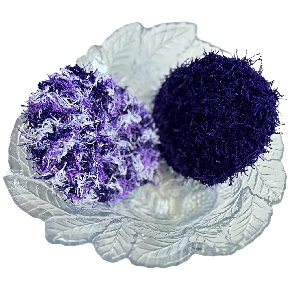 HAND CRAFTED Purple Crochet Polyester Reusable Kitchen Or Bath Scrubbing Pads